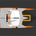 Modern Sailboat With Black Sails And Orange White Hull Water Transportation Vehicle