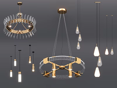 Elegant Modern Chandeliers Featuring Crystal Metal And Glass Designs For Interior Decor 3d model