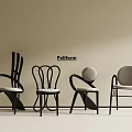 Poliform Modern Design Dining Chairs With Black Frame Light Upholstery Curved Lines And Round Backrests For Home Interior