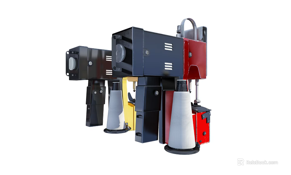 Advanced Multi Colored Industrial Equipment With Mechanical Arms And Components 3d model 