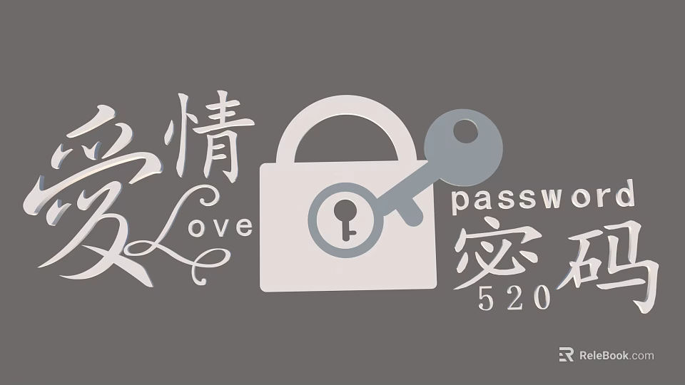 Romantic Love Themed Wall Decor With Lock Key Password And 520 Elements 3d model