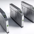 Public Facility Modern Silver Turnstiles Three Units With Green Arrows And Indicator Lights