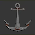 Shiny Metal Anchor Hardware Tool With Chrome Plated Surface And Red Accents