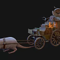 Large White Rat Pulling Steampunk Style Cart With Mechanical Devices And Wheels 3d model