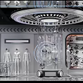 Modern Futuristic Clothing Store Interior Design With Circular Chandelier Glass Display Cases And Mannequins