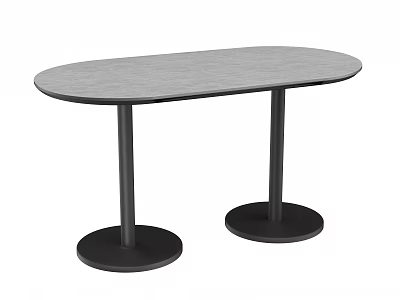 Modern Gray Oval Bar Counter With Two Cylindrical Legs And Circular Bases 3d model