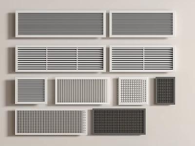 Various Stylish Heating Radiators Featuring Different Grille Designs for Modern Interior 3d model