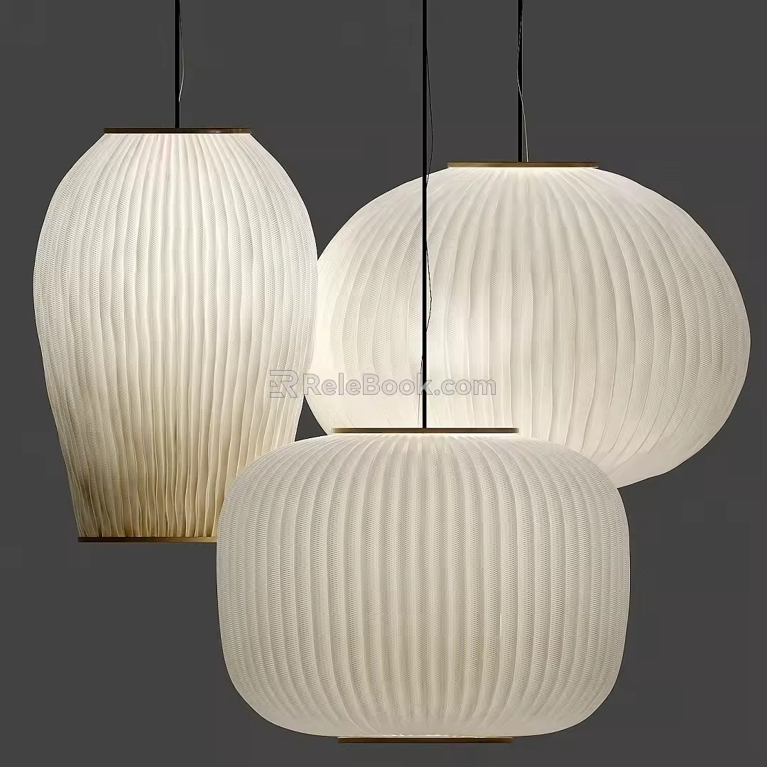 Chinese-style lantern chandelier combination 3d model