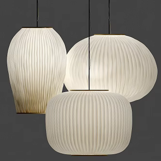 Chinese-style lantern chandelier combination 3d model