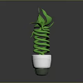 Eco Friendly Lighting Combination With Green Spiral Bulb And Decorative Leaves Design