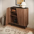 Modern Walnut Wooden Shoe Cabinet With Stylish Slanted Door For Entryway Home Shoe Storage