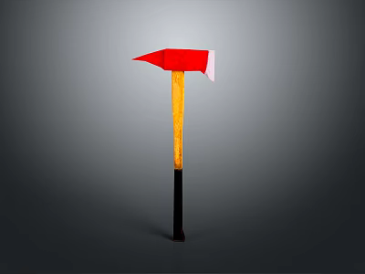 Classic Axe With Red Blade Yellow Handle And Black Bottom Part Design 3d model Classic Axe With Red Blade Yellow Handle And Black Bottom Part Design 3d model