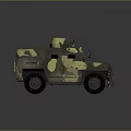 Military Armored Tank Featuring Green Yellow Camouflage Turret Machine Gun And Four Wheels Design