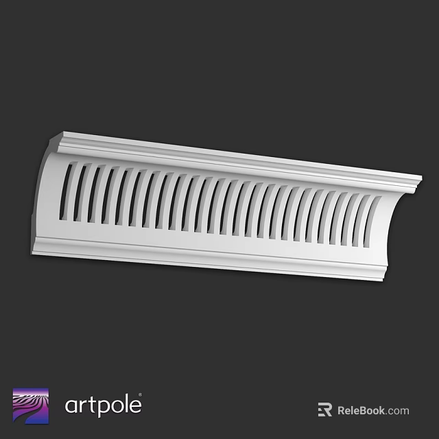 White Decorative Architectural Component With Vertical Grooves And Curved Design 3d model 
