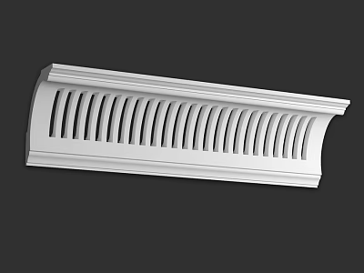 White Decorative Architectural Component With Vertical Grooves And Curved Design 3d model