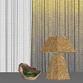 Table lamp table lamp wooden table lamp square table lamp Italian table lamp moss potted plant 3d model