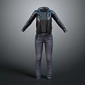 Black Leather Jacket With Black Inner T-shirt And Gray Casual Jeans Outfit