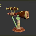 Classic Vintage Brass Telescope With Red Body And Gold Stand Base