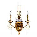 Vintage Gold Wall Sconce With Candle Style Arms And Crystal Decorations
