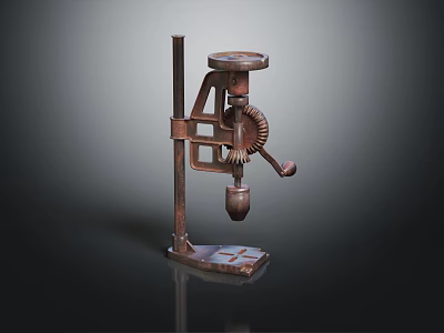 Rustic Vintage Metal Furniture Piece Featuring Vertical Stand And Press Handle 3d model