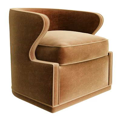 Elegant Modern Brown Velvet Single Sofa With Curved Arms And Comfortable Cushions 3d model