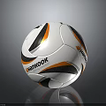 Hankook White Soccer Ball With Black And Orange Stripes As Professional Sport Equipment