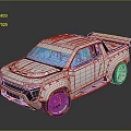 Silver Concept Pickup Truck with Blue Windshield and Orange Rims Modern Aerodynamic Exterior Design