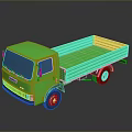 Green Flatbed Truck Design With Open Cargo Area And Shiny Exterior