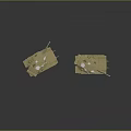 Two Tan Military Tank Models With Cannons And Tracks On Dark Surface