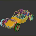 Yellow Dune Buggy Open Frame Large Off Road Tires Two Seats for Desert Adventure