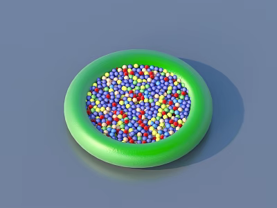 Round Green Bowl Filled With Colorful Small Balls For Household Use 3d model