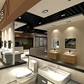 Oulu Bathroom Showroom Interior With Modern Display Cabinets And Fixtures