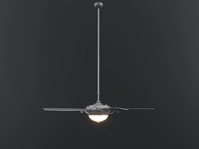Modern Ceiling Air Conditioner Fan With Hanging Design And Built In Light And Metal Blades 3d model
