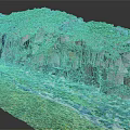 Garden Landscape With Layered Rocky Cliffs Green Vegetation And Flowing Water