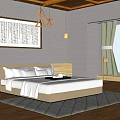Hotel Room With Wooden Ceiling King Bed Area Rug And Ocean View Window