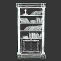 Blue Decorative Bookcase With Ornate Trim Columns Shelves And Cabinet Doors