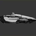 Futuristic White And Black Sleek Spaceship With Mechanical Details And Armored Design