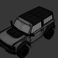 Rugged Off Road Vehicle with Black Roof Yellow Headlights Large Tires and UK License Plate