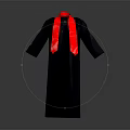 Elegant Long Black Robe Featuring Red Scarf For Formal Attire Style 3d model