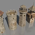 Various Stone Towers With Different Architectural Designs Roofs Shaped Bodies And Detailed Windows