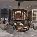 Modern Luxurious Bar Interior With Leather Sofas Bar Counter And Reflective Floor 3d model