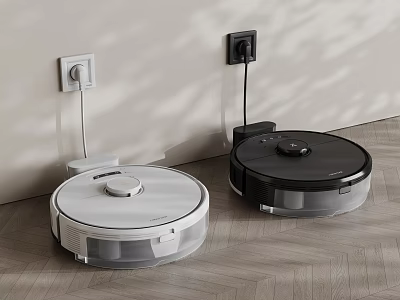 Smart Robot Vacuum Cleaners Two Different Colors White And Black For Home Floor Cleaning 3d model