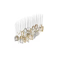 Modern Luxury Chandelier With Crystal Pendants Gold Metal Accents And Geometric Shapes