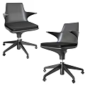 Black Modern Office Chair with Armrests Padded Seat Swivel Base and Wheels