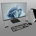 Computer Keyboard Mouse Chassis Office Supplies Combination Notepad Electronic Digital Products 3d model