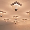 Multiple Square Frame Ceiling Lights With Transparent Shades Installed On Ceiling 3d model