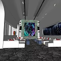Modern Bar Interior Design With Neon Lights Sofa Seating And Digital Art