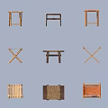 Various Wooden Stools With Different Designs Including X Shaped Legs And Woven Seats