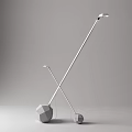 Modern Metallic Floor Lamp with Crossed Poles and Geometric Base Design