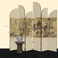 New Chinese-style Screen Partition Folding Screen 3d model